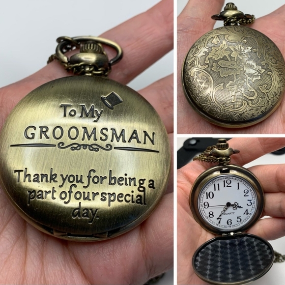 Groomsmen groomsman wedding best men pocket watch - Picture 1 of 4